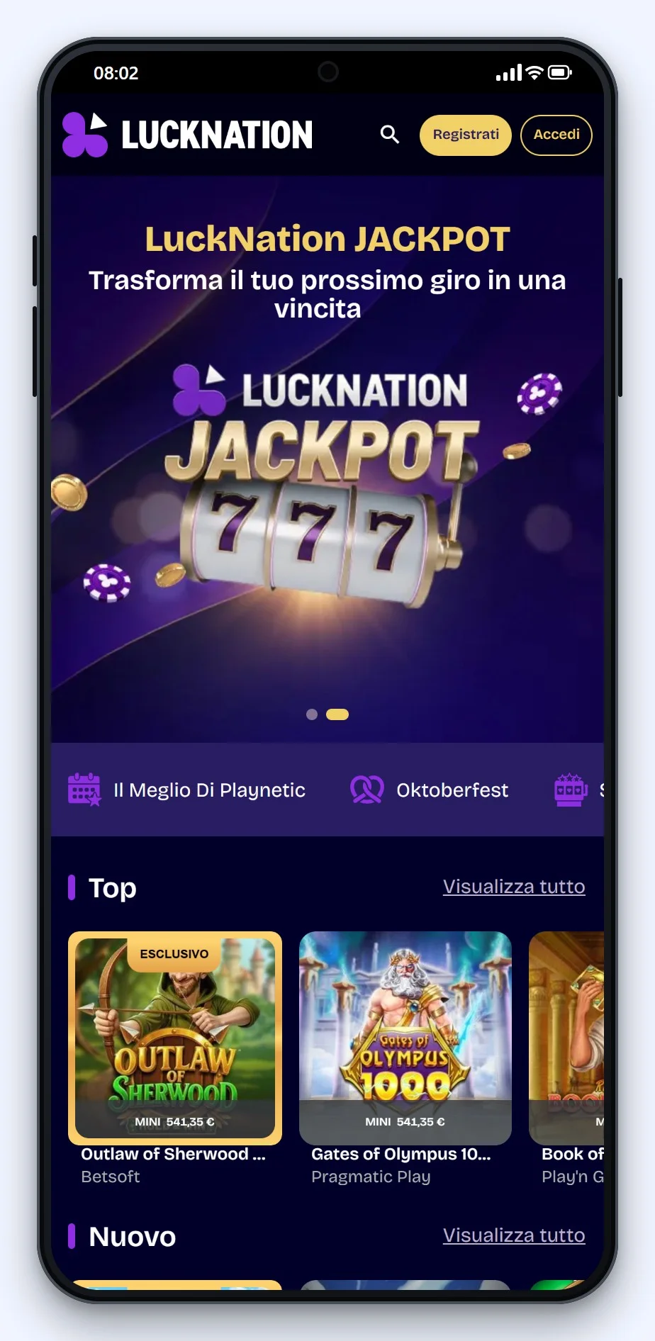 la versione mobile di LuckNation nel confronto paysafecard casino