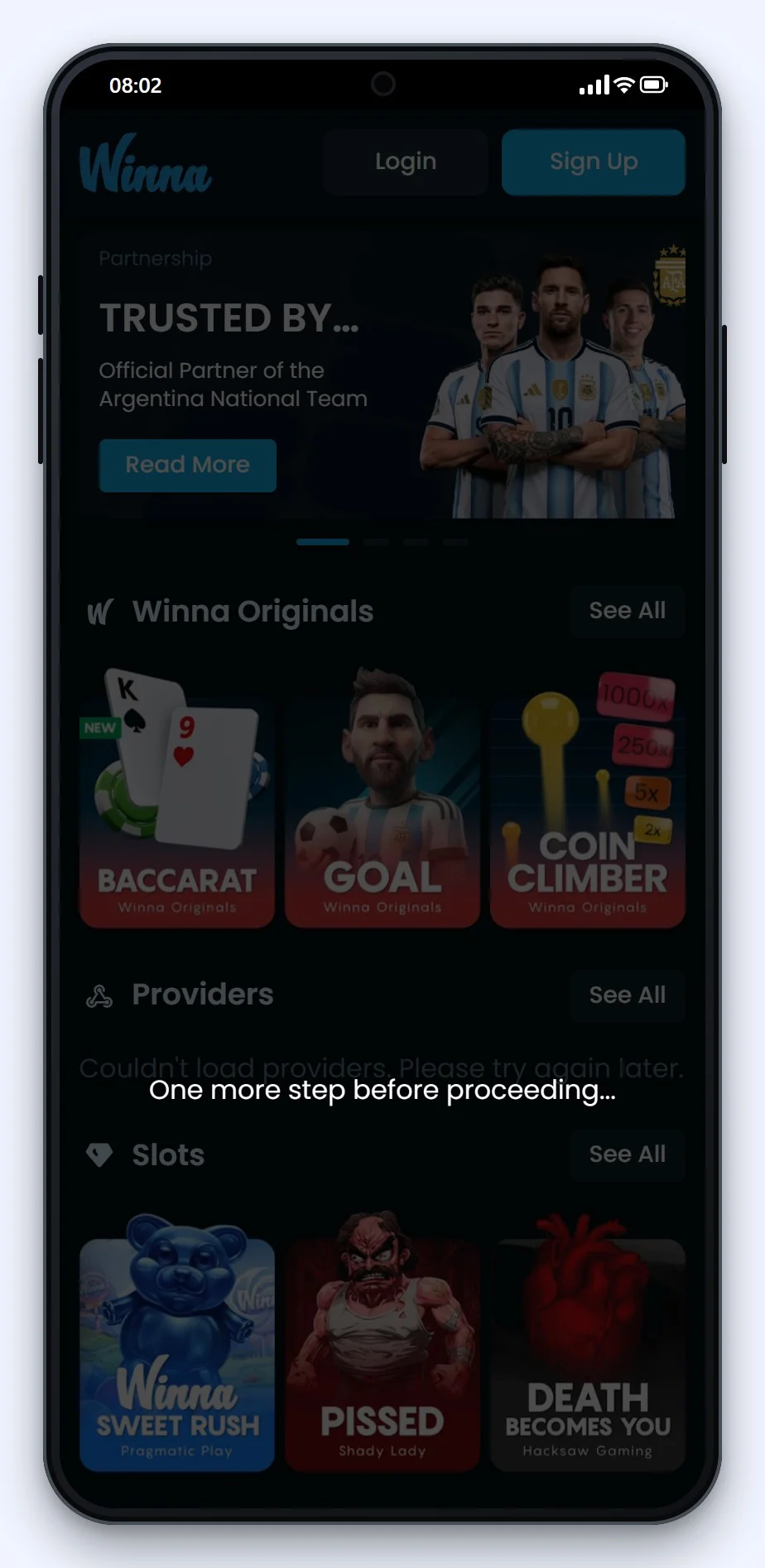 la versione mobile di Winna nel confronto casino con bitcoin